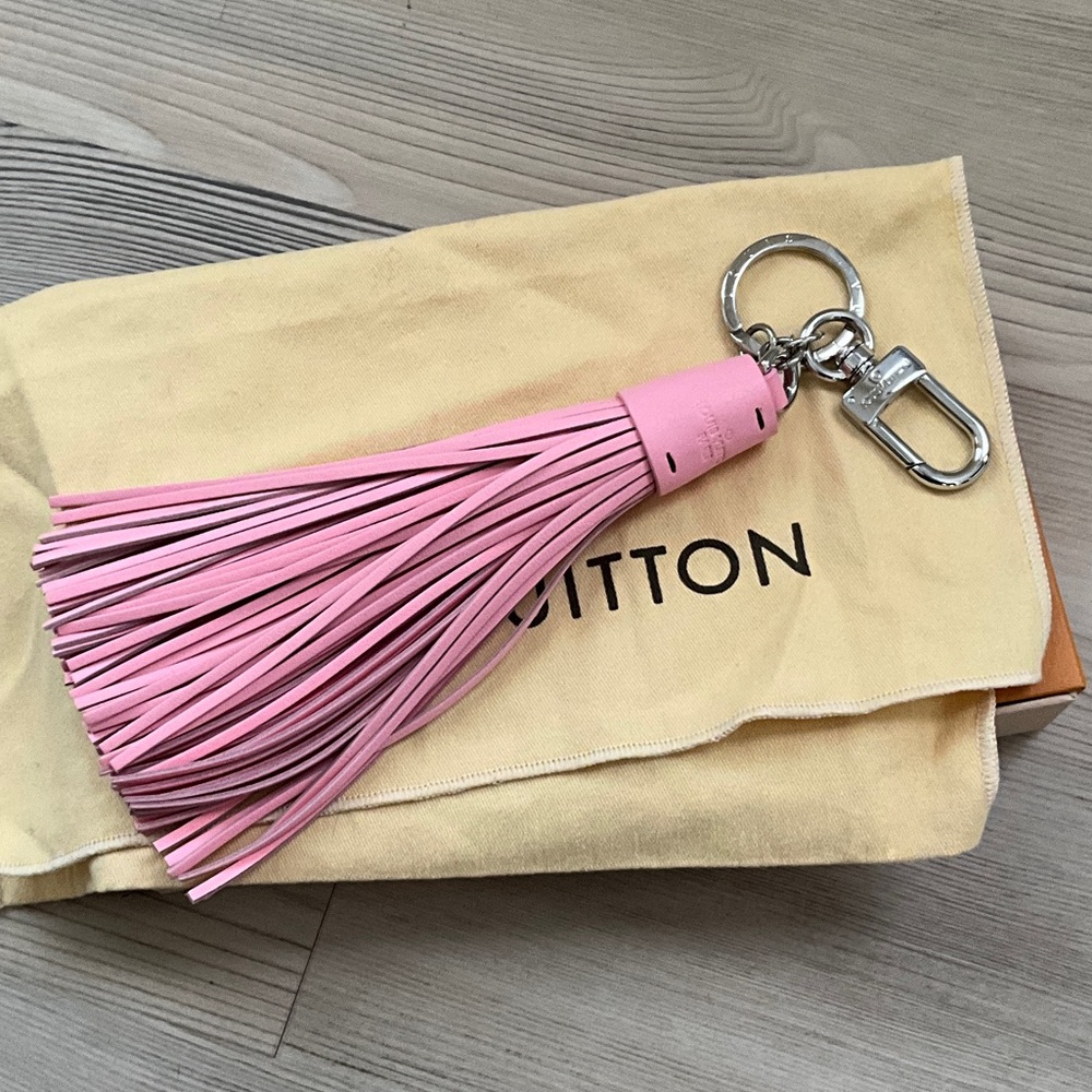 Louis Vuitton Pink Leather Tassel Key Holder